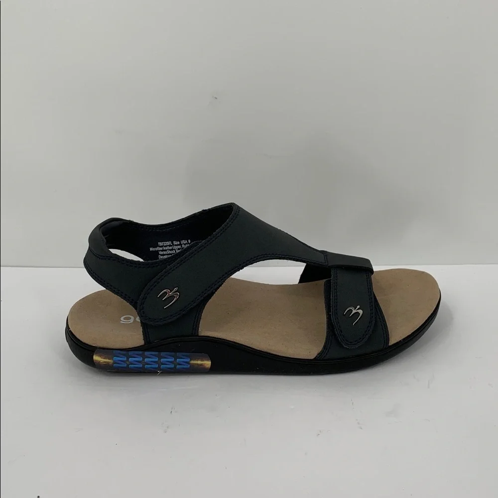 Gdefy Dyfor t-strap comfort sandals strap Gravity Defying leather black new 9
